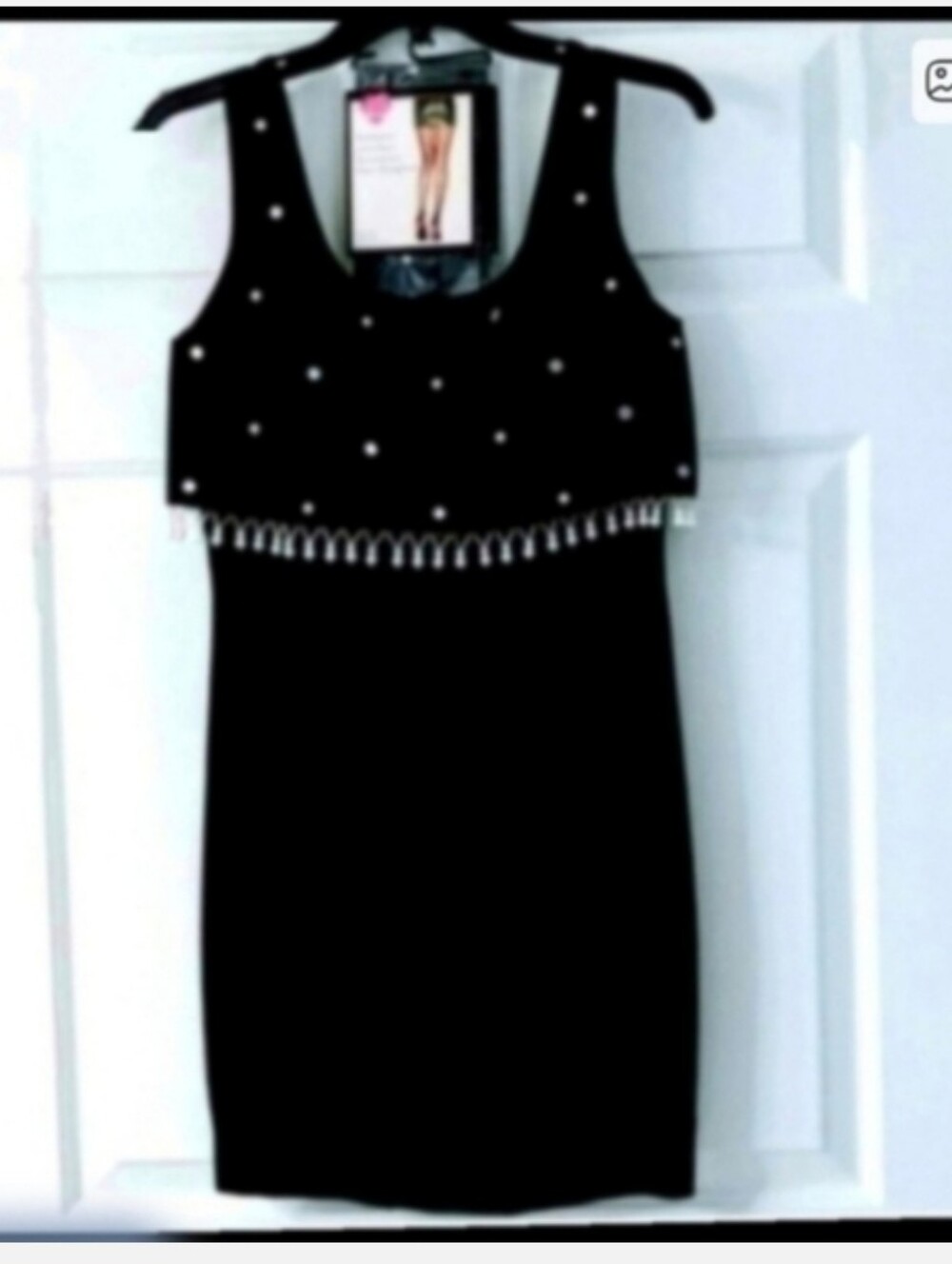 Donna Ricco Black Sleeveless Beaded Dress with Rhinestone Fringe Size 4